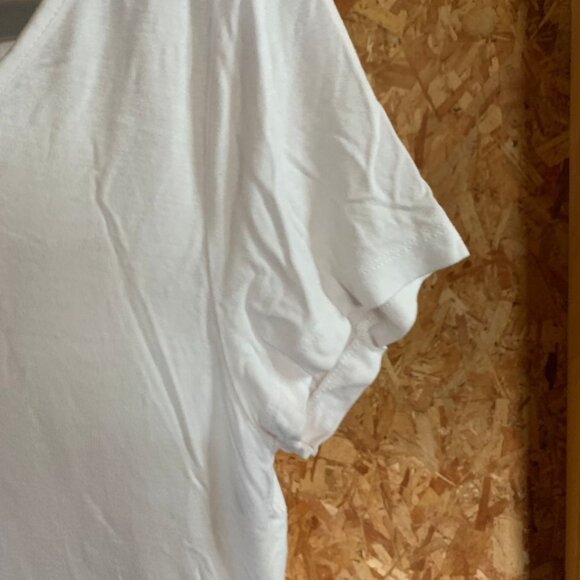 White Crisscross Back Short Sleeve Tunic Top By Venus M Lightweight & Flowy Med - Picture 4 of 6